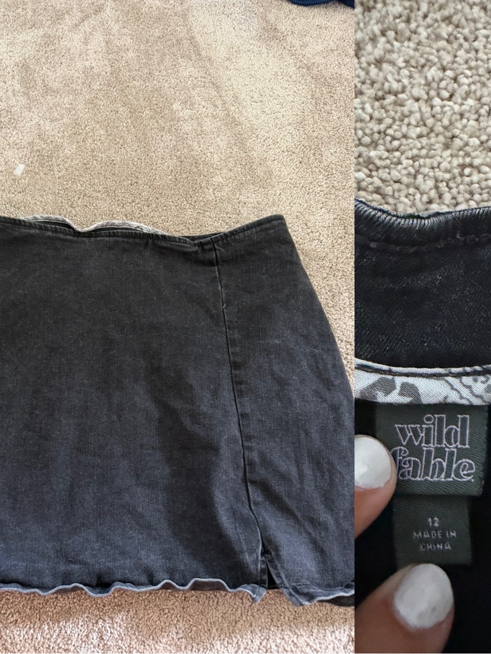 wild fable black mini skirt with lettuce hem